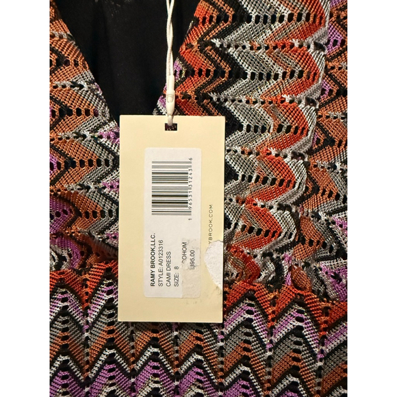 Women's Ramy Brook Mini Dress Size 8 Orange Pink Zigzag - Picture 7 of 7